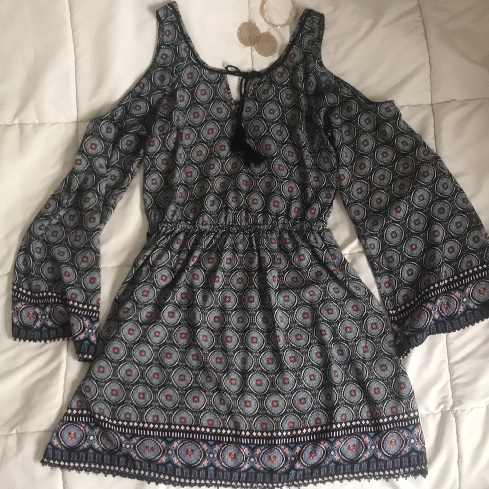Boho cold shoulder dress